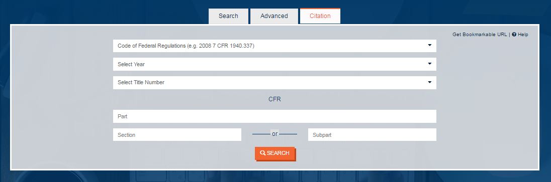 Screenshot of the Citation Search box