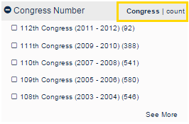 Congress Number filter