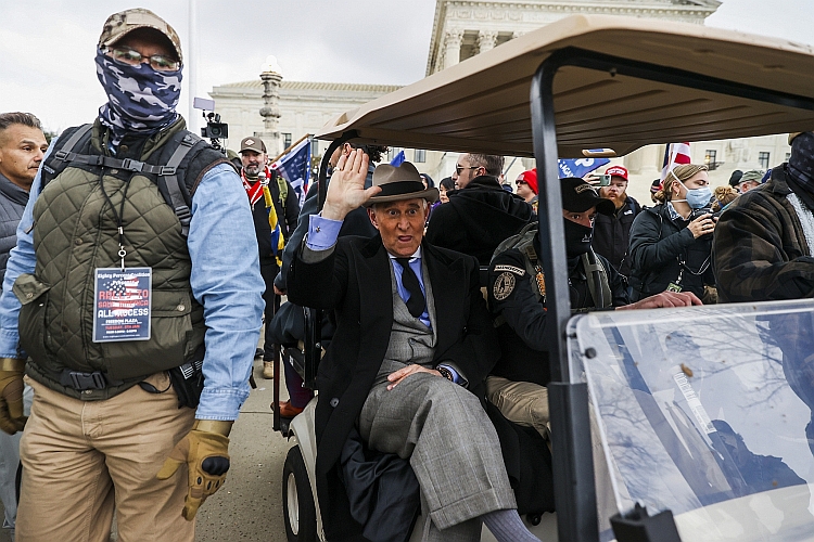 Roger Stone in front of the Supreme Court on January 5, 2021 in Washington, DC.