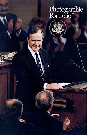 President George H.W. Bush addressing a joint session of the Congress on the cessation of the Persian Gulf conflict, March 6, 1991
