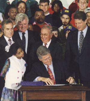 1993 Public Papers - Signing the National and Community Service Trust Act of 1993 on the South Lawn, September 21, 1993, from Public Papers of the Presidents of the United States: William J. Clinton (1993, Book II)