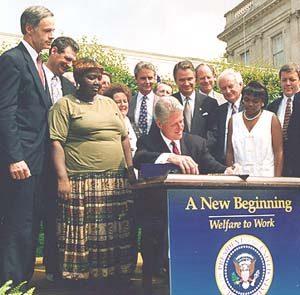 President Clinton signing the Personal Responsibility and Work Opportunity Reconciliation Act of 1996 in the Rose Garden, August 22, Public Papers of the Presidents of the United States: William J. Clinton (1996, Book II)