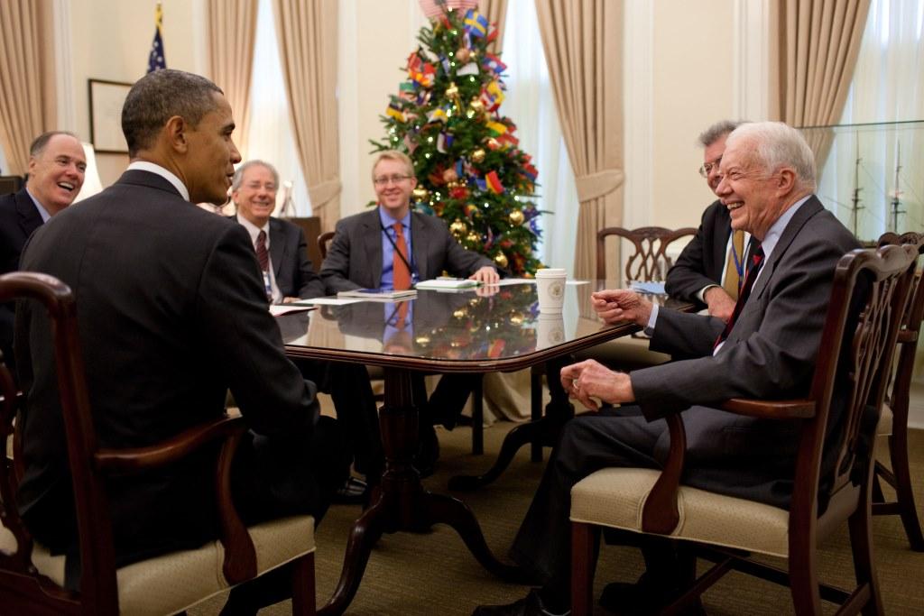 Meeting with former President Jimmy Carter in the office of National Security
Adviser Thomas E. Donilon at the White House, November 30, 2010.