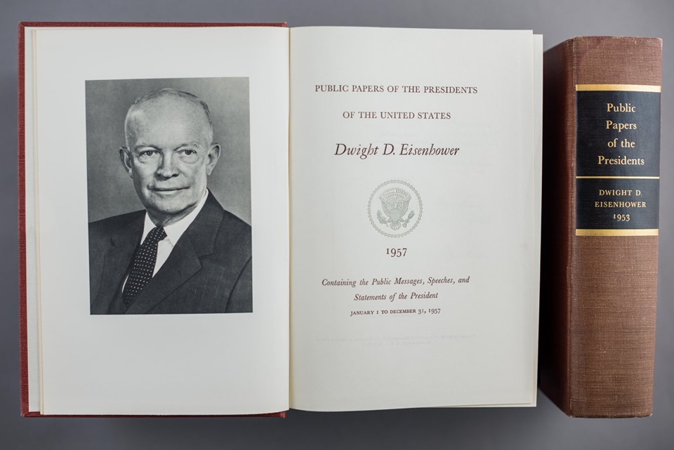 1957 and 1953 volumes of President Dwight D. Eisenhower's Public Papers.