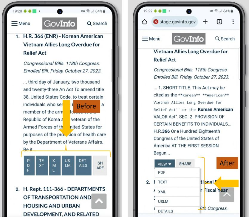 Side by Side view of mobile buttons. Source: GPO