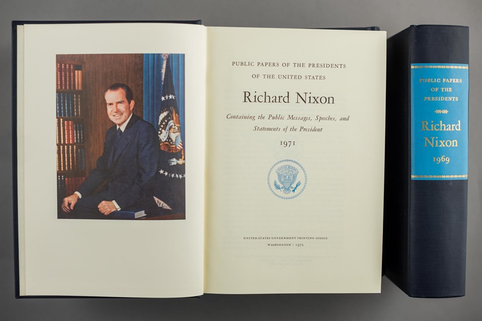 1969 and 1971 volumes of President Richard Nixon's Public Papers.
