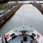National Oceanic and Atmospheric Administration Ship Researcher passing through the Panama Canal in 1985, Source: NOAA