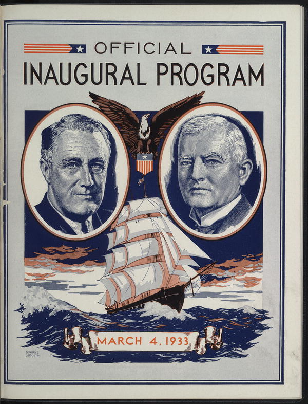 Official Inaugural Program cover for the Inauguration of President Franklin D. Roosevelt and Vice President John H. Garner, March 4, 1933. Source: Library of Congress.