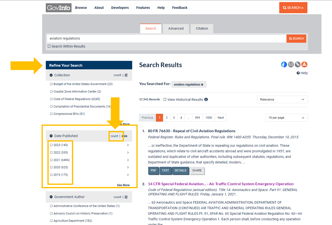 Image of example of new sorting change.