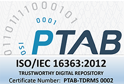 PTAB: ISO/IEC 16363:2012 Trustworthy digital repository. Certificate number: PTAB-TDRMS 0002