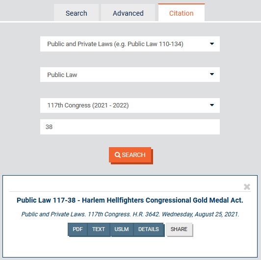 Image showing the new Retrieve by citation form, including options to choose different formats