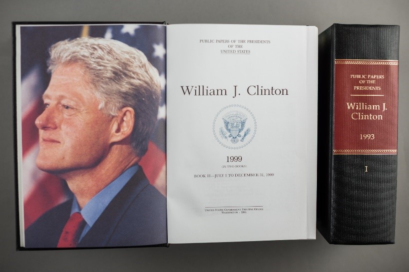GPO photo of the front matter of Book 2 of President Clinton's 1996 Public Papers