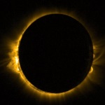Total eclipse of the moon covering the sun