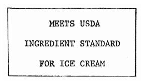Symbol that reads 'Meets USDA Standard Ingredient Standard for Ice Cream'