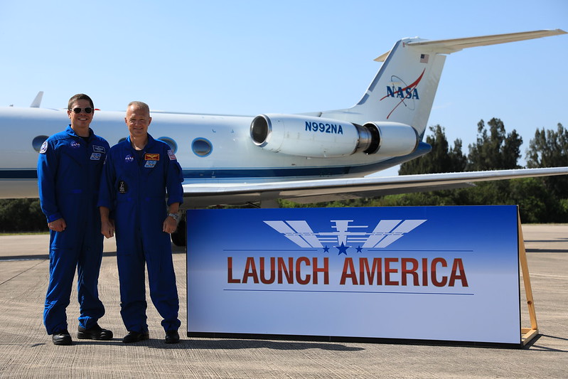 Demo-2 crew members Robert Behnken and Douglas Hurley, by NASA/Kim Shiflett (CC BY-NC-ND 2.0)