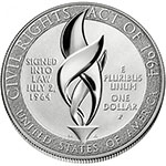 In 2014, the U.S. Mint honored the 50th anniversary of enacting the Civil Rights Act of 1964 with the Civil Rights Act of 1964 Commemorative One Dollar Coin. Source: U.S. Mint