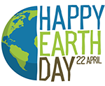 Image of the earth with text "Happy Earth Day April 22, Source: NIH