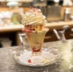 Photograph of an ice cream dessert at Leopold's Ice Cream Shop in Savannah, Georgia