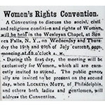 Newspaper image from the Seneca County Courier (Seneca County, New York), July 14, 1848 for a call to attend the Seneca Falls Convention (Women’s Rights National Historical Park). Source: National Park Service.