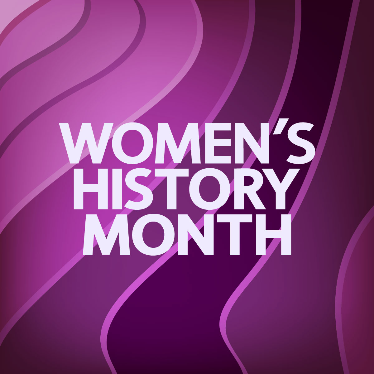 Text "Women's History Month" in white lettering on a purple background