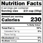 Image of top portion of new nutrition facts label