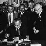 President Johnson signing the voting rights act